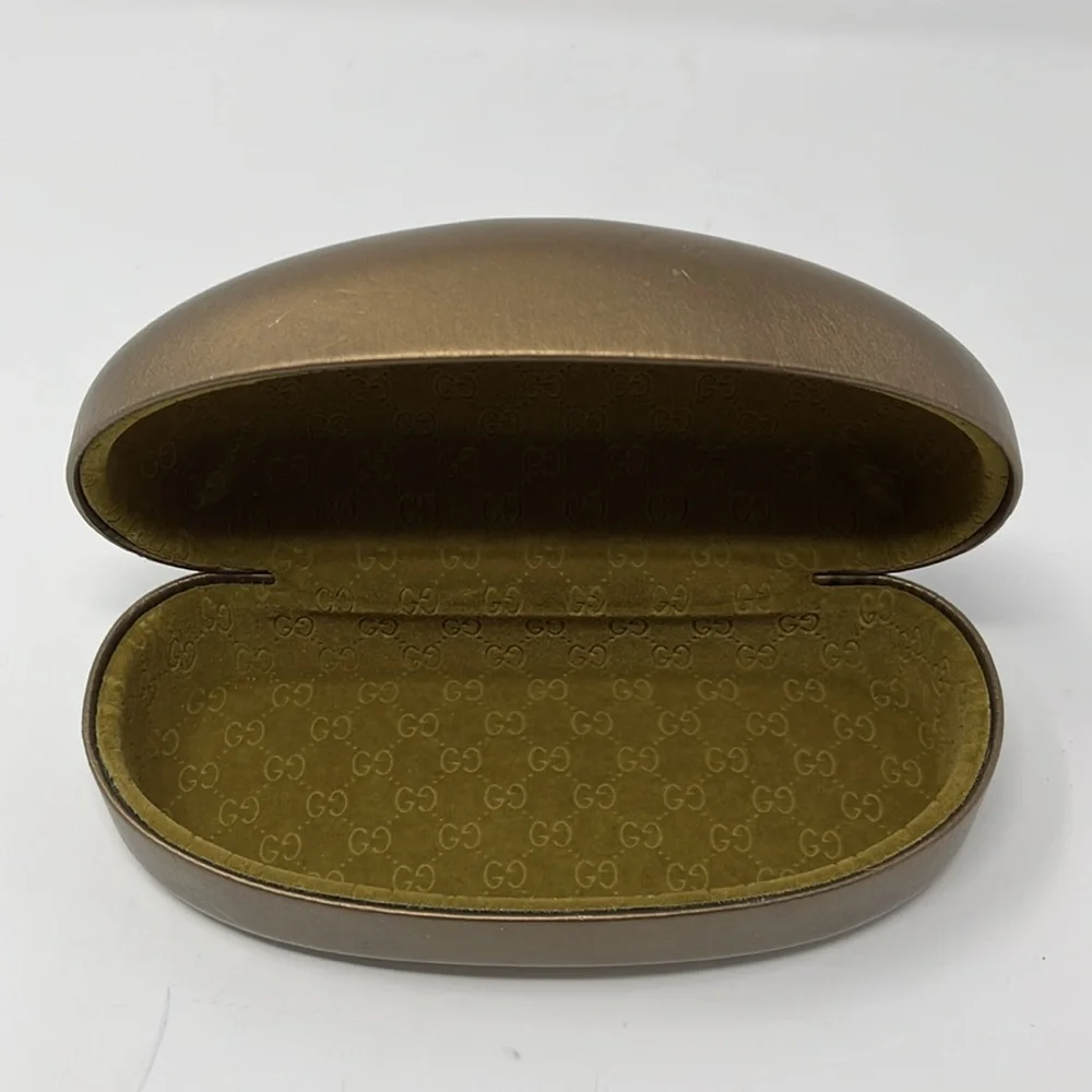 Gucci Guccissimo Clamshell Eyeglass/Sunglass Case in Metallic Gold